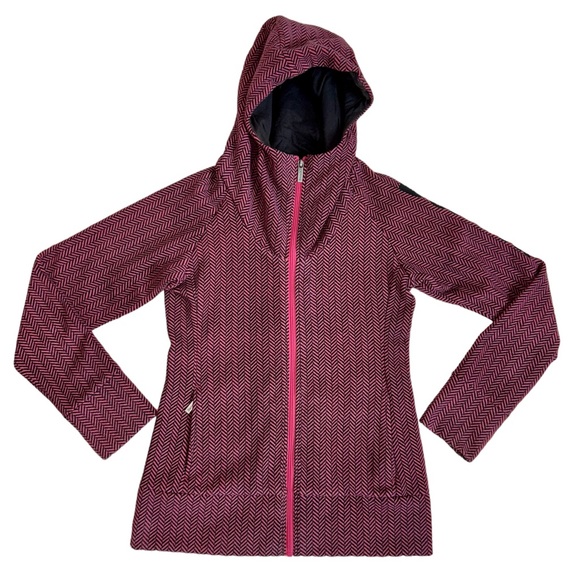 Bench Jackets & Blazers - Bench pink and black chevron pattern hooded fleece jacket women’s size medium